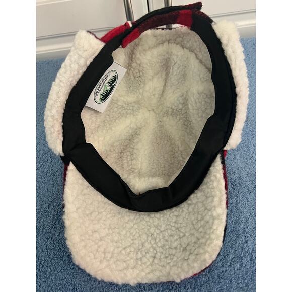 Woodland Creek Men's Trapper Hat Flannel Red/Black Buffalo Plaid Fleece Lined - Picture 6 of 9